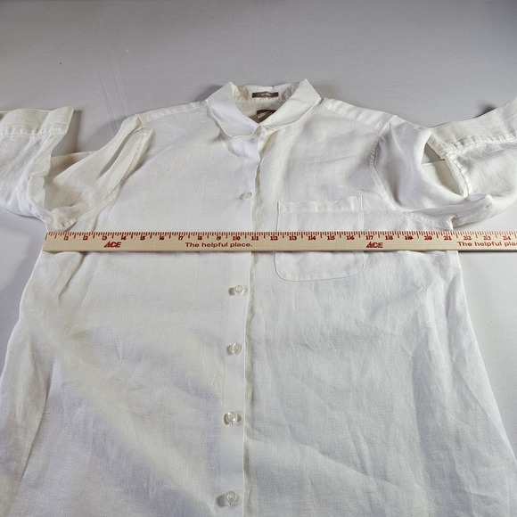 Chico's 100% Linen Button Down Shirt Tunic Top White Size 2 Large Lagenlook EUC - Picture 7 of 9